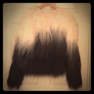 NEW Thread & Supply Faux Fur Jacket - white/black